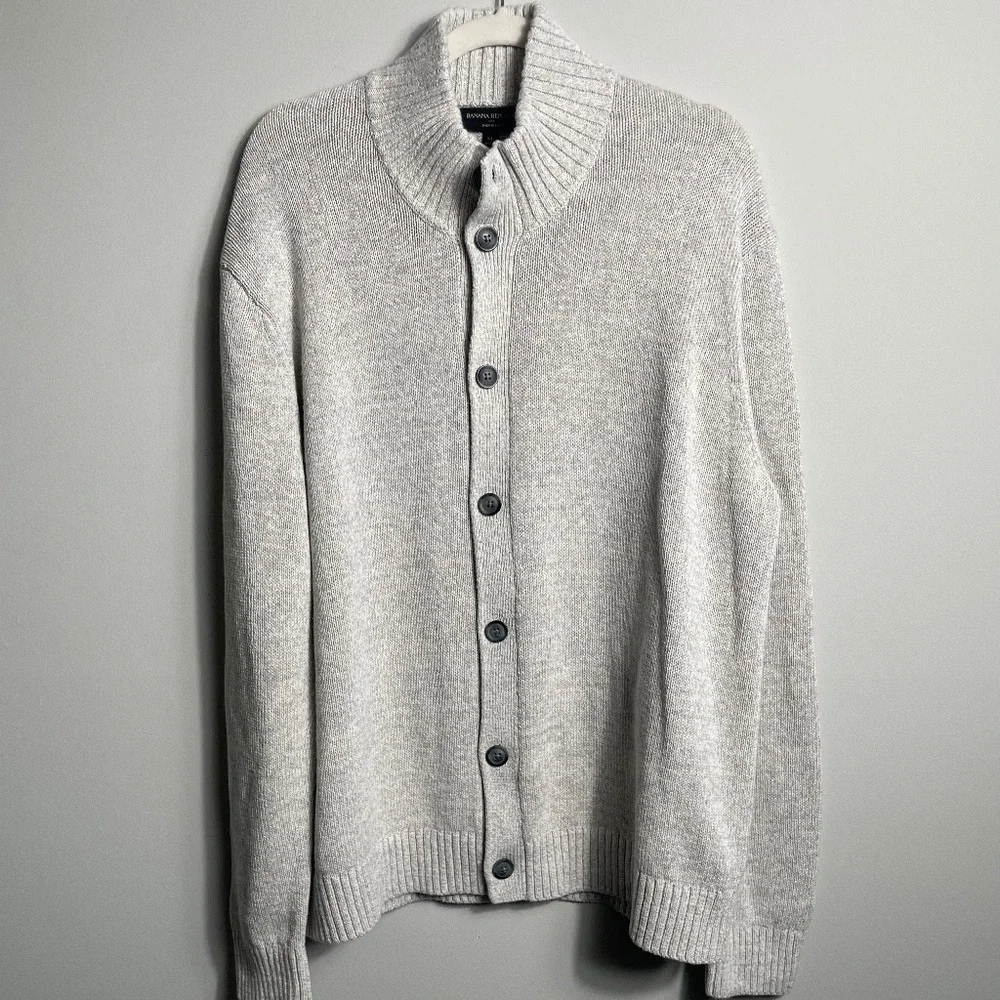 Banana‎ Republic Men's Cardigan Linen Blend Sweater.  Heather, Size XL